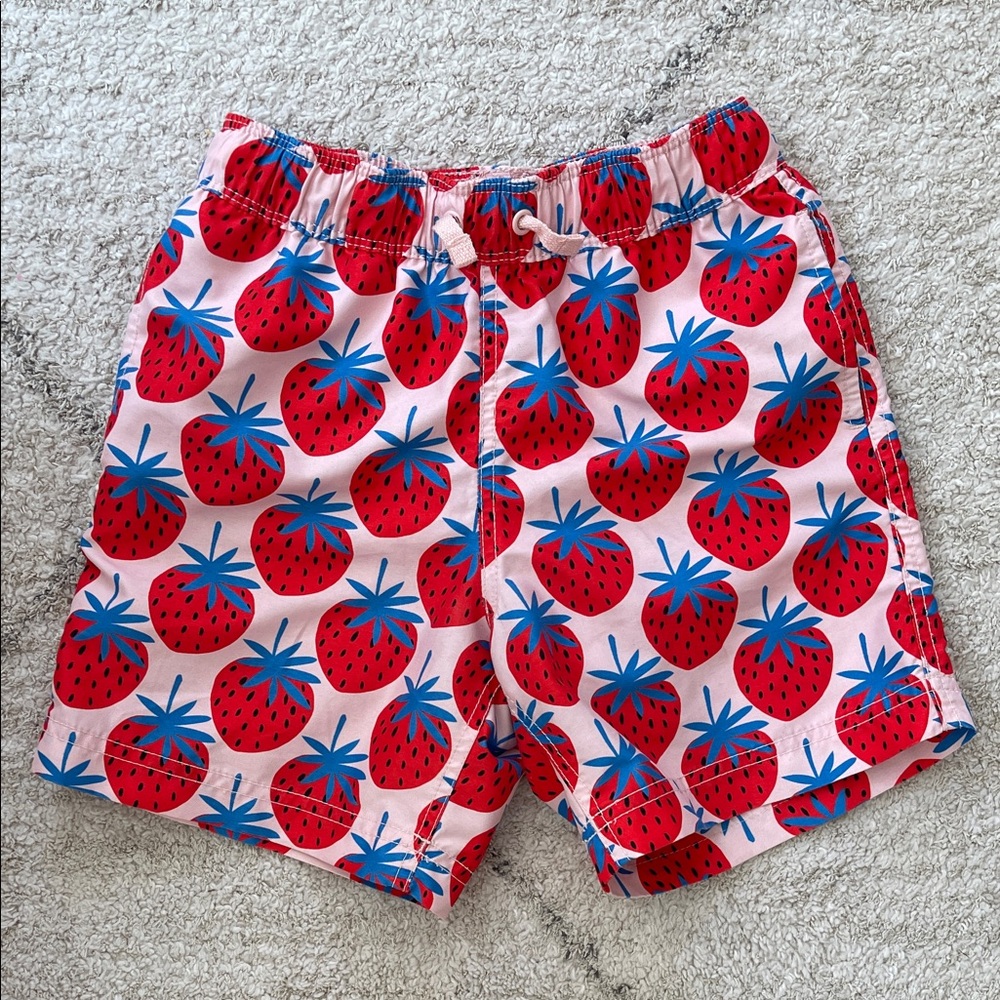 Strawberry Print Kids Swim Shorts